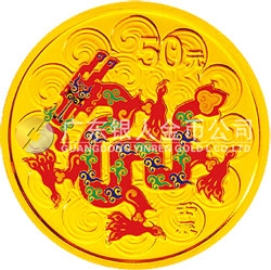 2012中國壬辰（龍）年金銀紀念幣1/10盎司圓形金質(zhì)彩色紀念幣