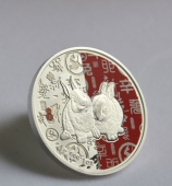 彩色生肖紀(jì)念幣定制,彩銀動物屬相銀幣定做