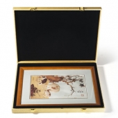 紅梅報春圖純銀銀畫批發(fā)零售個性定制純銀浮雕銀畫